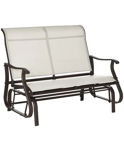 Outsunny 2-Person Outdoor Glider Bench，Patio Glider Loveseat Chair with Powder Coated Steel Frame，2 Seats Porch Rocking Glider for Backy