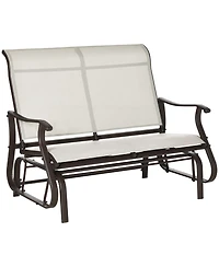 Outsunny 2-Person Outdoor Glider Bench，Patio Glider Loveseat Chair with Powder Coated Steel Frame，2 Seats Porch Rocking Glider for Backy