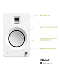 Kanto Tuk Premium Powered Bookshelf Speakers with Headphone Out, Usb Dac, Dedicated Phono Pre-amp, & Bluetooth - Pair