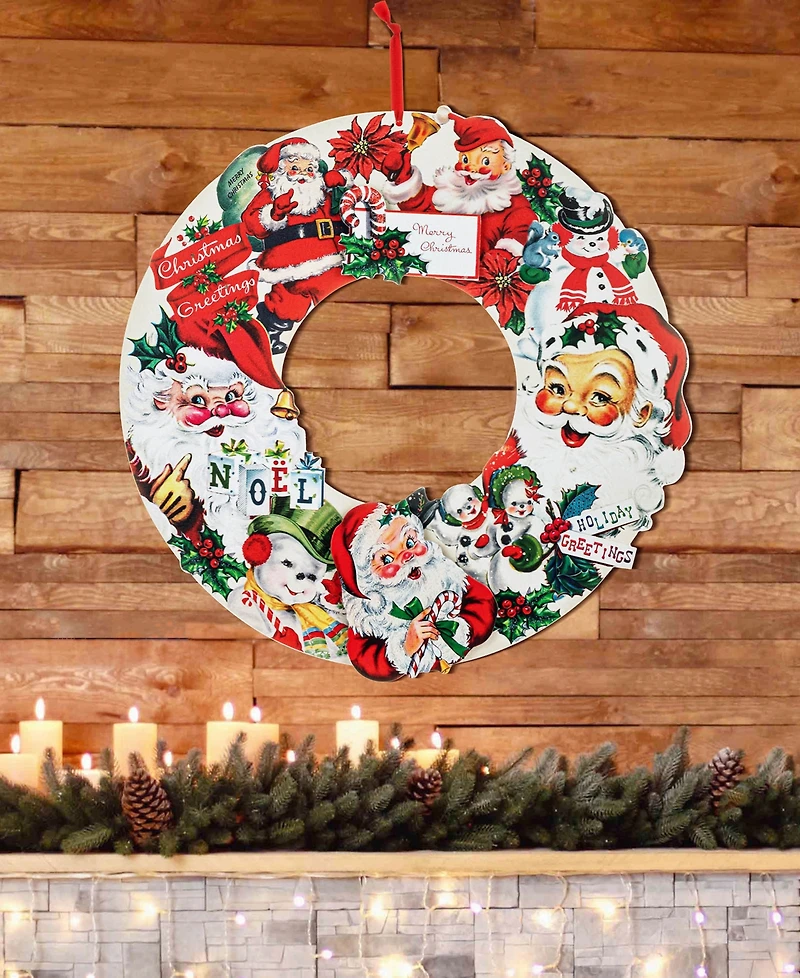 Mr. Christmas 18" Wooden Wreath Vintage-Like Santa Claus