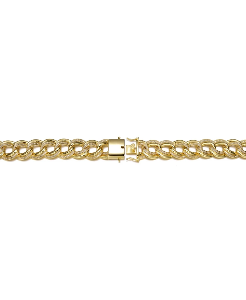 14K Gold Plated Cubic Zirconia Heavy Chain Bracelet