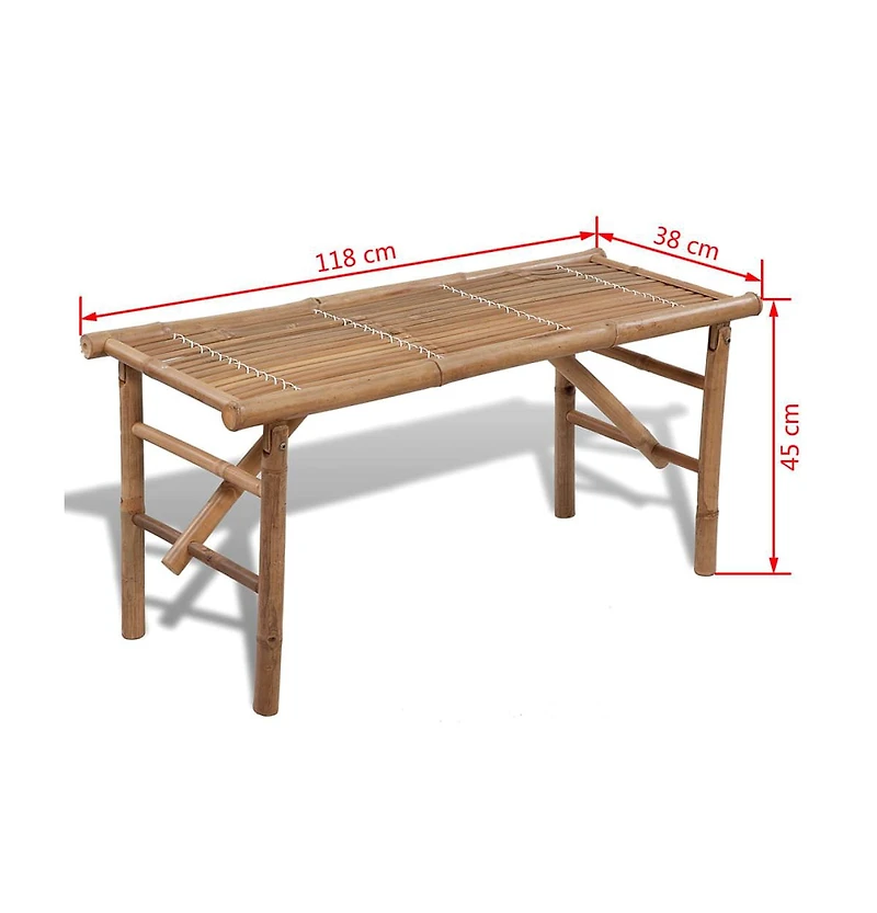Folding Patio Bench 46.5" Bamboo