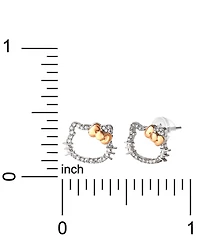 Hello Kitty Diamond Silhouette Stud Earrings (1/8 ct. t.w.) in 10k White & Rose Gold