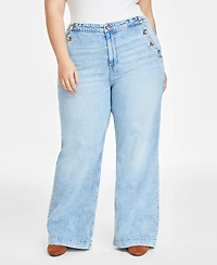 On 34th Plus Sailor High-Rise Wide-Leg Jeans, Created for Macy's