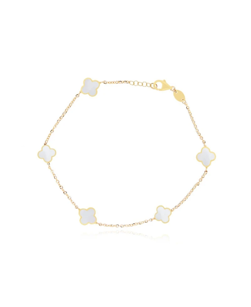 The Lovery Mini Mother of Pearl Clover Bracelet 14K Gold