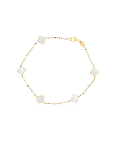 The Lovery Mini Mother of Pearl Clover Bracelet 14K Gold