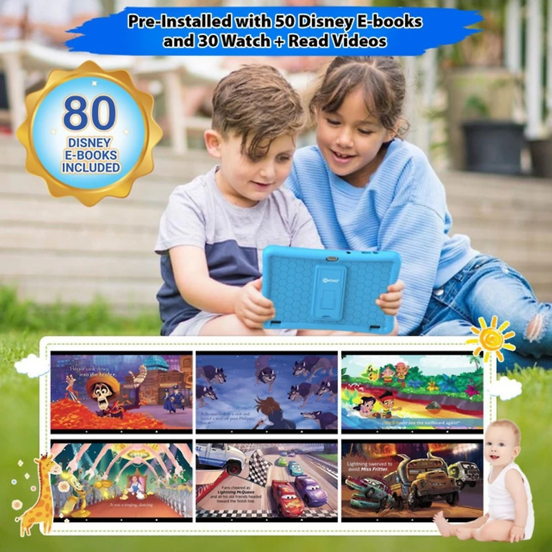 Contixo 10"Kids Tablet 32GB, Includes 80+ Disney Storybooks & Stickers, Kid-Proof Case with Kickstand Stylus, (2024 Model)