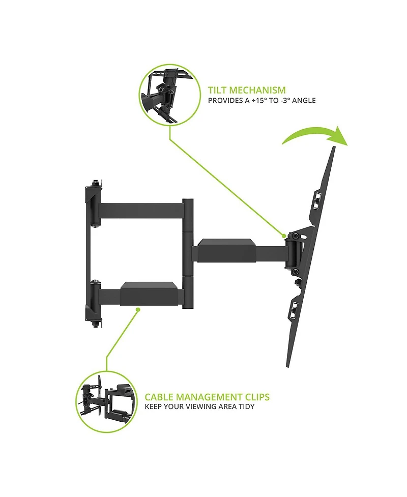 Kanto LX600SW Full-Motion Metal Stud Mount with Snaptoggle Heavy-Duty Toggle Bolts for 34" - 65" TVs
