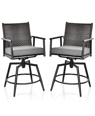 360° Swivel Bar Stool Set of 2 Counter Height Bar Chair with Metal Frame