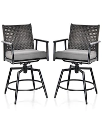 360° Swivel Bar Stool Set of 2 Counter Height Bar Chair with Metal Frame