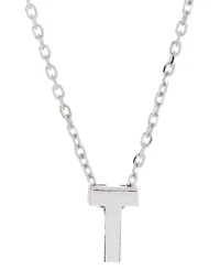 Adornia Rhodium-Plated Mini Initial A Pendant Necklace, 16" + 2" extender