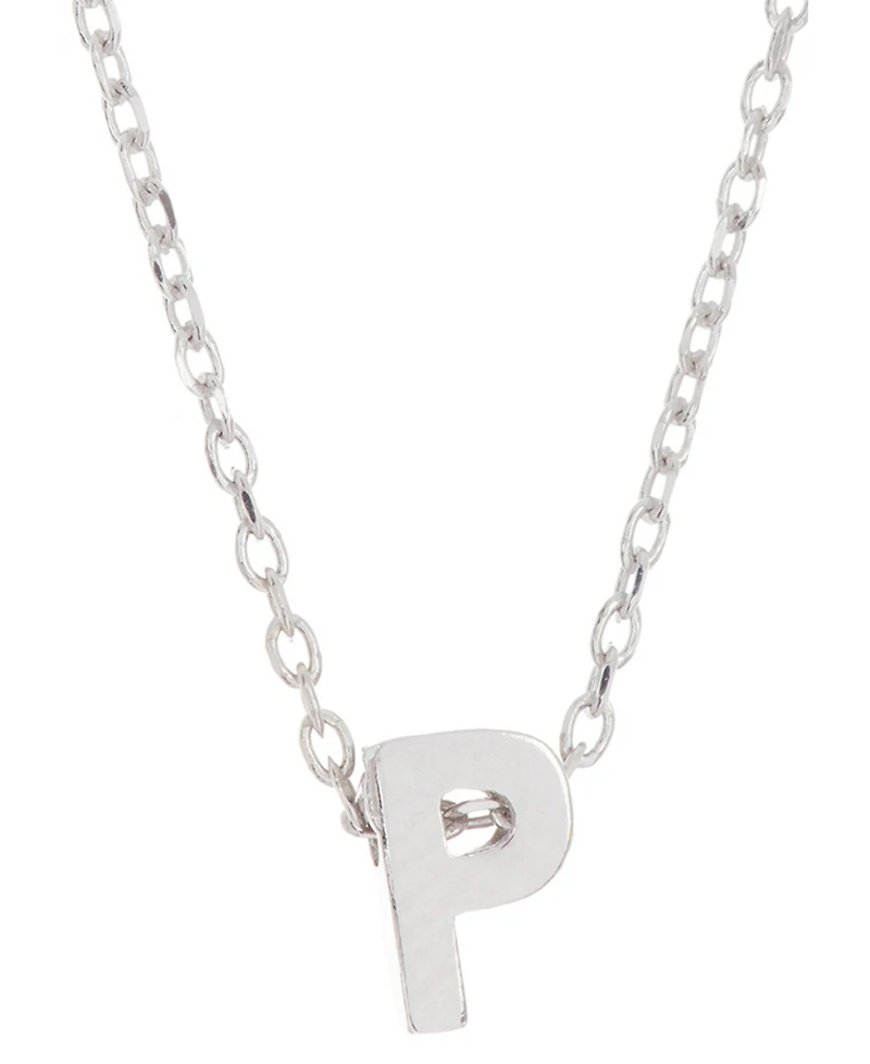 Adornia Rhodium-Plated Mini Initial A Pendant Necklace, 16" + 2" extender