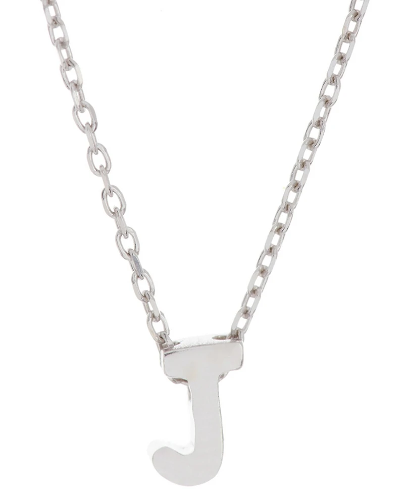 Adornia Rhodium-Plated Mini Initial A Pendant Necklace, 16" + 2" extender