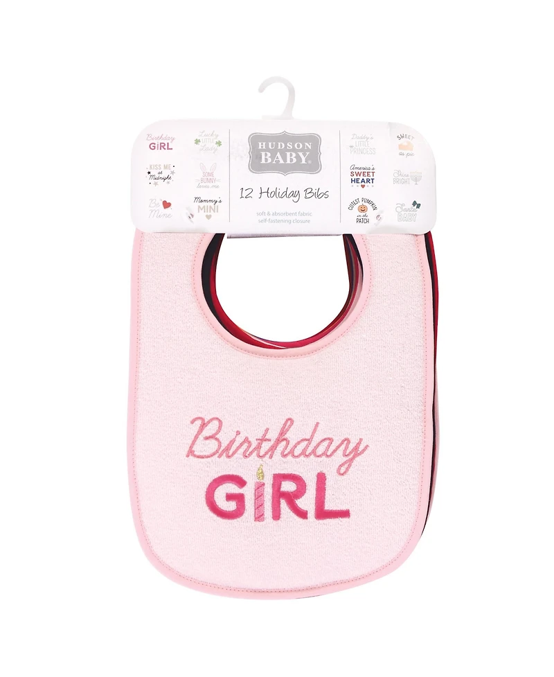 Hudson Baby Girls 12Pk Fiber Filled Holiday Bibs