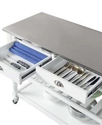 Convenience Concepts French Country 45" Medium Density Fiberboard (Mdf) 3 Tier Stainless Steel Kitchen Cart