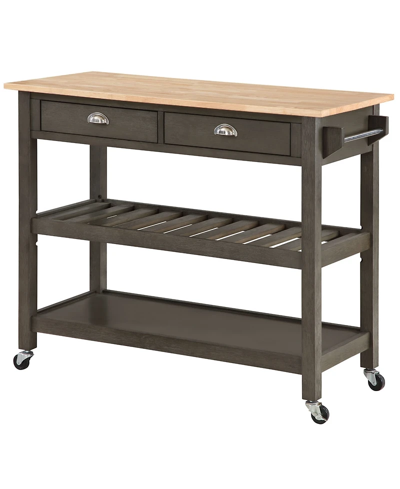 Convenience Concepts American Heritage 45" Wood 3 Tier Butcher Block Kitchen Cart