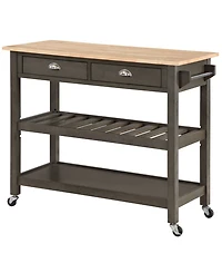 Convenience Concepts American Heritage 45" Wood 3 Tier Butcher Block Kitchen Cart