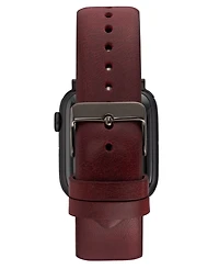 Vince Camuto Men's Burgundy Premium Leather Band Compatible with 42mm, 44mm, 45mm, Ultra, Ultra2 Apple Watch