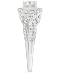 Diamond Princess-Cut Diamond Halo Swirl Engagement Ring (1-1/4 ct. t.w.) in 14k White Gold