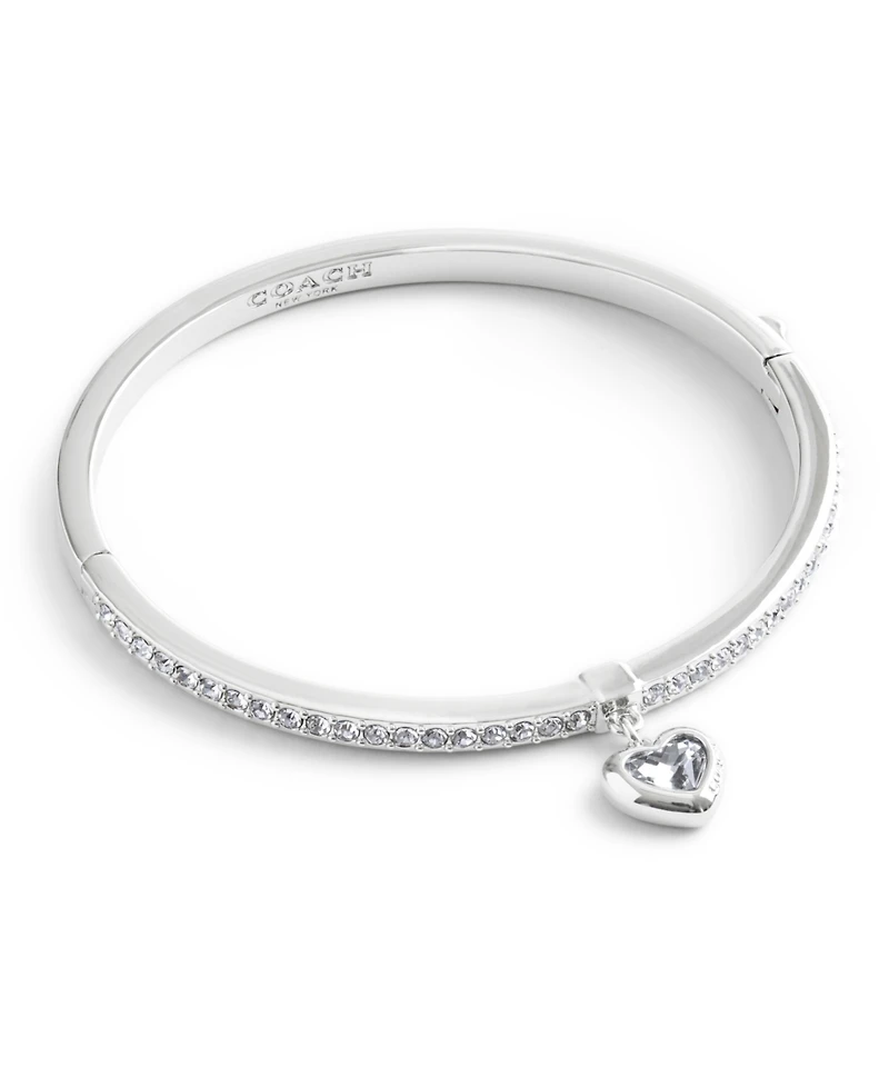 Coach Faux Stone Heart Charm Bangle Bracelet