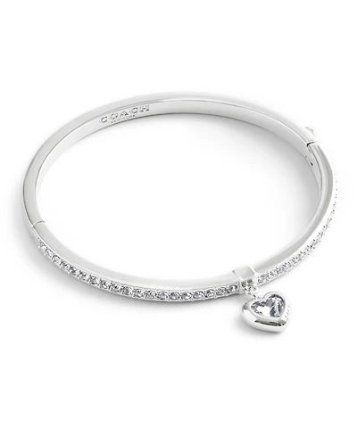 Coach Faux Stone Heart Charm Bangle Bracelet