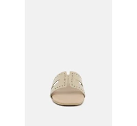 Ivanka Beige Cut Out Slip On Sandals