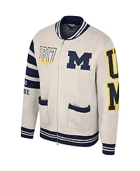 Men's and Women's The Wild Collective Cream Michigan Wolverines Jacquard Full-Zip Sweater