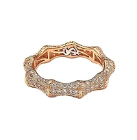 Suzy Levian Sterling Silver Cubic Zirconia Bamboo Eternity Band Ring