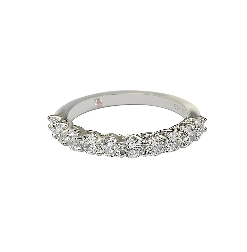 Suzy Levian Sterling Silver White Cubic Zirconia Half Band Ring