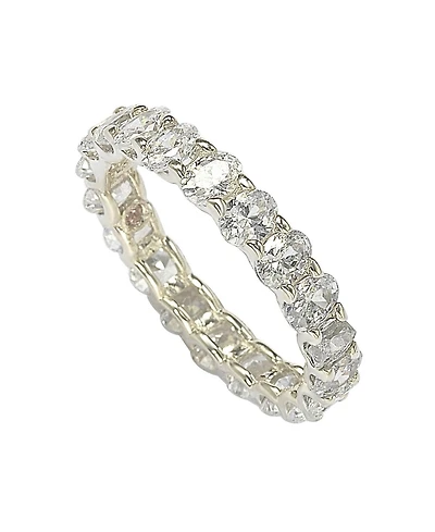Suzy Levian Sterling Silver Oval U-Shape Cubic Zirconia Eternity Band Ring