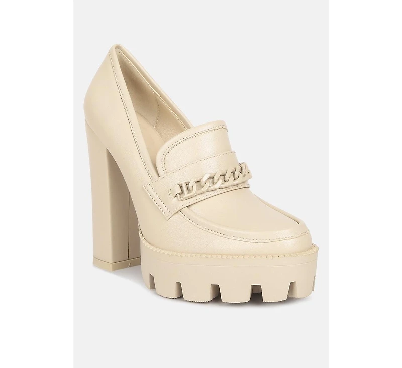 Corinne Womens Chain Embellished Chunky Loafers