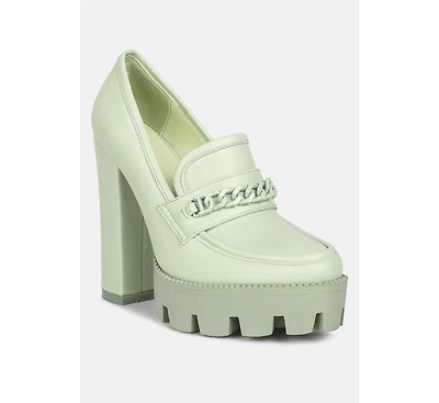 Corinne Womens Chain Embellished Chunky Loafers