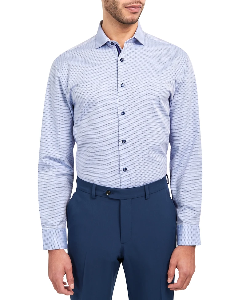 Michelsons of London Men's Regular-Fit Dobby Dot-Print Dress Shirt