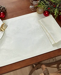 Elrene Poinsettia Elegance Jacquard Holiday Placemat, Set of 4