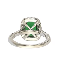 Suzy Levian New York Sterling Silver Emerald-cut Cubic Zirconia Halo Engagement Ring