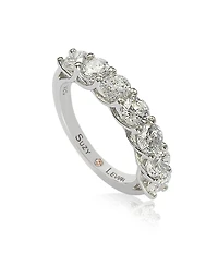 Suzy Levian Sterling Silver Cubic Zirconia Alternating Brown & White Half Eternity Band Ring