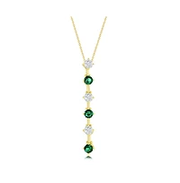 Sterling Silver Round Cz Long Pendant Necklace- Silver, Rose Gold or Plated
