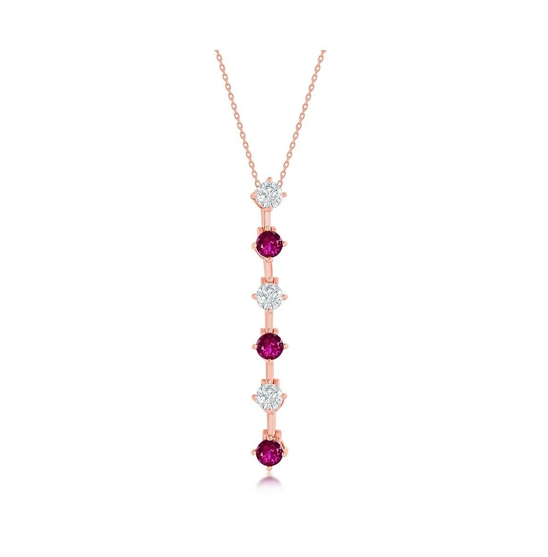 Sterling Silver Round Cz Long Pendant Necklace- Sterling Silver, Rose Gold or Gold Plated