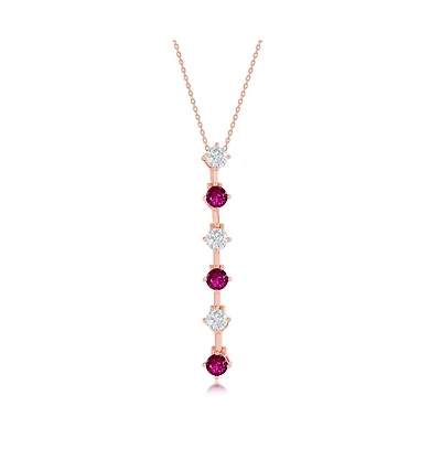 Sterling Silver Round Cz Long Pendant Necklace- Sterling Silver, Rose Gold or Gold Plated