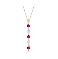 Sterling Silver Round Cz Long Pendant Necklace- Sterling Silver, Rose Gold or Gold Plated