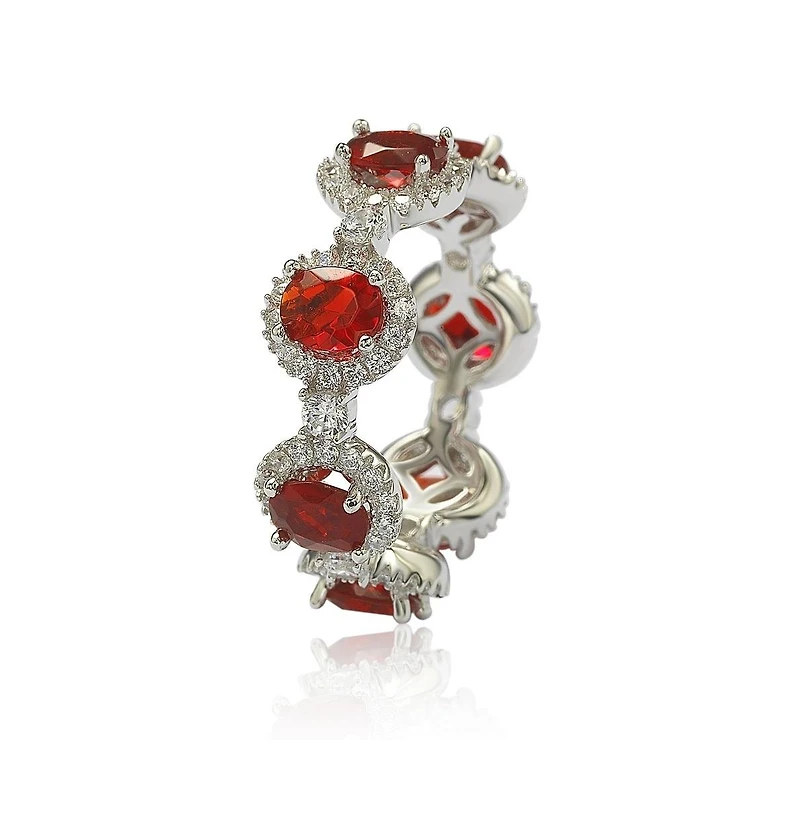 Suzy Levian Oval-Cut Cubic Zirconia Sterling Silver Stackable Band Ring