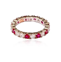 Suzy Levian Sterling Silver Cubic Zirconia Alternating Stone Eternity Band Ring