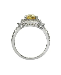 Suzy Levian Sterling Silver Yellow & White Cubic Zirconia Engagement Ring