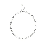 Rhodium Polished Paperclip Strand Chain Necklace