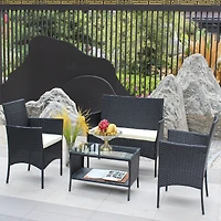 Streamdale 4-Piece Rattan Patio Set with Cushions