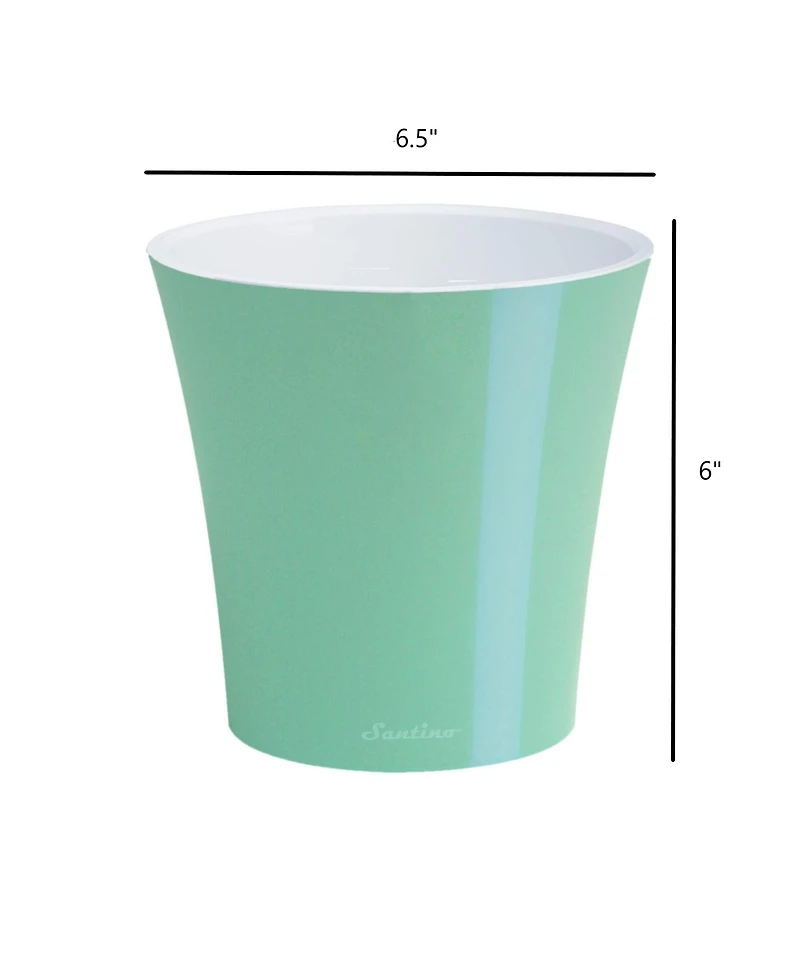 Decopots Plastic Round Modern Flower Pot with Drainage Planter, White Purple, 6.5in