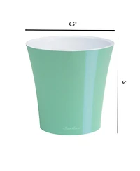 Decopots Plastic Round Modern Flower Pot with Drainage Planter, White Purple, 6.5in