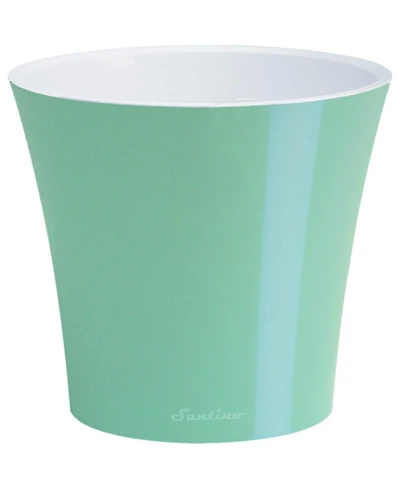 Decopots Plastic Round Modern Flower Pot with Drainage Planter, White Purple, 6.5in