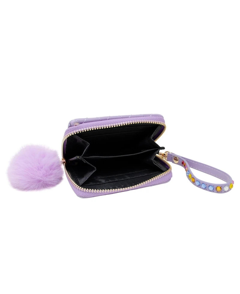 Tiny Treats + Zomi Gems Girls Purple Quilted Rhinestone Strap Wallet