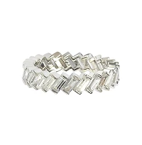 Suzy Levian Sterling Silver White Cubic Zirconia Baguette Eternity Band Ring